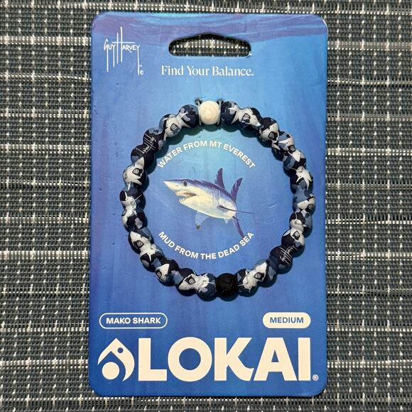 NEW | Guy Harvey x Lokai | Mako Shark Silicone Bead Balance Bracelet - Picture 1 of 2
